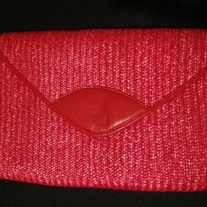 Red Straw Clutch/Shoulder Bag